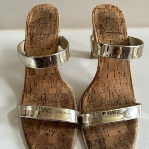 Silver Cork Heels